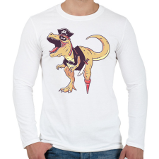 PRINTFASHION Kalóz dínó - Férfi hosszú ujjú póló - Fehér férfi póló
