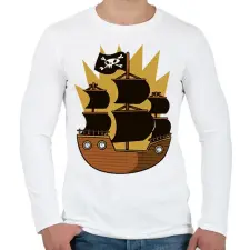 PRINTFASHION Kalóz hajó - Férfi hosszú ujjú póló - Fehér férfi póló