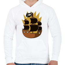 PRINTFASHION Kalóz hajó - Férfi kapucnis pulóver - Fehér férfi pulóver, kardigán