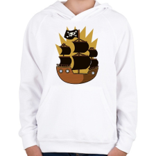 PRINTFASHION Kalóz hajó - Gyerek kapucnis pulóver - Fehér gyerek pulóver, kardigán