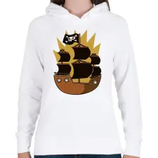 PRINTFASHION Kalóz hajó - Női kapucnis pulóver - Fehér női pulóver, kardigán
