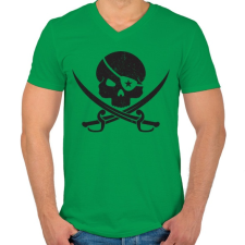 PRINTFASHION Kalóz koponya - Férfi V-nyakú póló - Zöld férfi póló