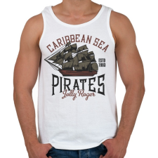 PRINTFASHION Kalózhajó - Caribbean Sea - Férfi atléta - Fehér atléta, trikó