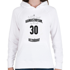 PRINTFASHION kamasz-30-black-white - Női kapucnis pulóver - Fehér női pulóver, kardigán