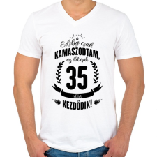 PRINTFASHION kamasz-35-black - Férfi V-nyakú póló - Fehér férfi póló
