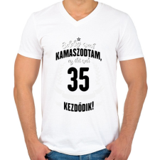 PRINTFASHION kamasz-35-black-white - Férfi V-nyakú póló - Fehér férfi póló