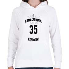 PRINTFASHION kamasz-35-black-white - Női kapucnis pulóver - Fehér női pulóver, kardigán