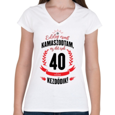 PRINTFASHION kamasz-40-black-red - Női V-nyakú póló - Fehér