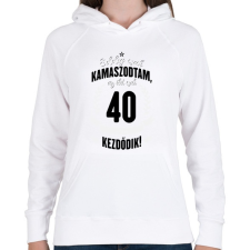 PRINTFASHION kamasz-40-black-white - Női kapucnis pulóver - Fehér női pulóver, kardigán