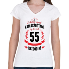 PRINTFASHION kamasz-55-black-red - Női V-nyakú póló - Fehér női póló