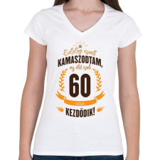 PRINTFASHION kamasz-60-brown-orange - Női V-nyakú póló - Fehér női póló