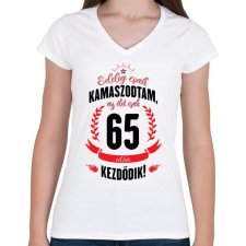 PRINTFASHION kamasz-65-black-red - Női V-nyakú póló - Fehér női póló