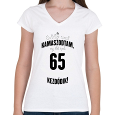 PRINTFASHION kamasz-65-black-white - Női V-nyakú póló - Fehér