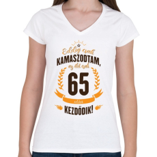 PRINTFASHION kamasz-65-brown-orange - Női V-nyakú póló - Fehér