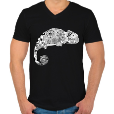 PRINTFASHION Kamé Leon - Férfi V-nyakú póló - Fekete