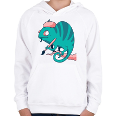 PRINTFASHION Kaméleon Picasso - Gyerek kapucnis pulóver - Fehér