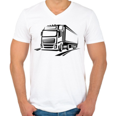 PRINTFASHION Kamion - Férfi V-nyakú póló - Fehér
