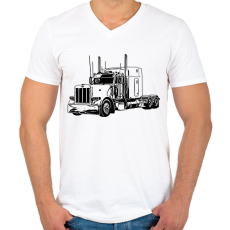 PRINTFASHION kamion - Férfi V-nyakú póló - Fehér