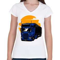 PRINTFASHION Kamion  - Női V-nyakú póló - Fehér