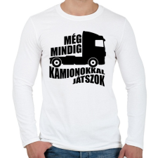 PRINTFASHION Kamionokkal játszok - Férfi hosszú ujjú póló - Fehér férfi póló