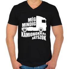 PRINTFASHION Kamionokkal Játszok - Férfi V-nyakú póló - Fekete