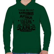 PRINTFASHION Kamionos Apuka - Férfi kapucnis pulóver - Sötétzöld férfi pulóver, kardigán