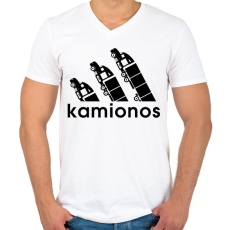 PRINTFASHION Kamionos - Férfi V-nyakú póló - Fehér