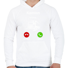 PRINTFASHION Kamionos Hívás - Férfi kapucnis pulóver - Fehér