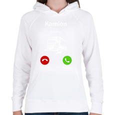 PRINTFASHION Kamionos Hívás - Női kapucnis pulóver - Fehér