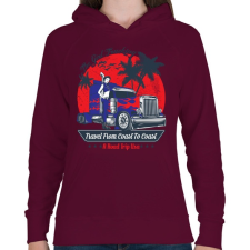 PRINTFASHION Kamionos lány - Női kapucnis pulóver - Bordó női pulóver, kardigán