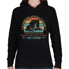 PRINTFASHION Kamionos menő anya - Női kapucnis pulóver - Fekete női pulóver, kardigán