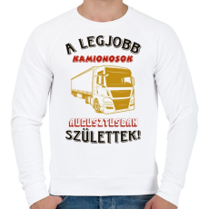 PRINTFASHION Kamionos szülinapja augusztus - Férfi pulóver - Fehér