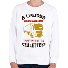 PRINTFASHION Kamionos szülinapja augusztus - Gyerek pulóver - Fehér