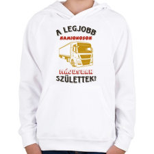 PRINTFASHION Kamionos szülinapja május - Gyerek kapucnis pulóver - Fehér gyerek pulóver, kardigán