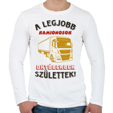 PRINTFASHION Kamionos szülinapja október - Férfi hosszú ujjú póló - Fehér férfi póló