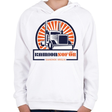 PRINTFASHION Kamionsofőr - Kamionok királya - Gyerek kapucnis pulóver - Fehér gyerek pulóver, kardigán