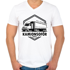 PRINTFASHION Kamionsofőr király - Férfi V-nyakú póló - Fehér férfi póló
