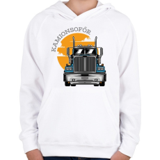 PRINTFASHION Kamionsofőrös minta - Gyerek kapucnis pulóver - Fehér