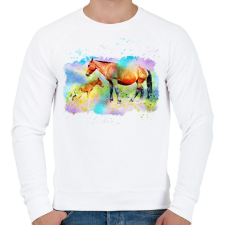 PRINTFASHION kanca és kiscsikója - Férfi pulóver - Fehér férfi pulóver, kardigán