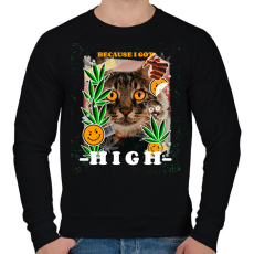 PRINTFASHION Kannabisz cica - Férfi pulóver - Fekete