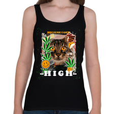 PRINTFASHION Kannabisz cica - Női atléta - Fekete női trikó