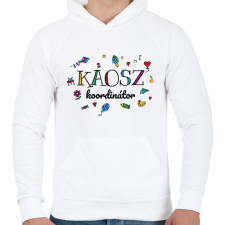 PRINTFASHION Káosz koordinátor - Férfi kapucnis pulóver - Fehér férfi pulóver, kardigán
