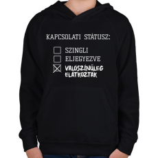 PRINTFASHION Kapcsolati státusz: Elátkozott  - Gyerek kapucnis pulóver - Fekete