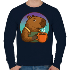 PRINTFASHION Kapibara barista - Férfi pulóver - Sötétkék