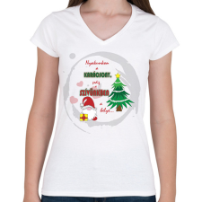 PRINTFASHION Karácsony3 - Női V-nyakú póló - Fehér női póló