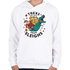 PRINTFASHION Karácsony - A T-rex vagányabb mint a szán - Gyerek kapucnis pulóver - Fehér gyerek pulóver, kardigán