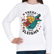 PRINTFASHION Karácsony - A T-rex vagányabb mint a szán - Női pulóver - Fehér női pulóver, kardigán