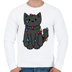 PRINTFASHION Karácsony cica - Férfi pulóver - Fehér