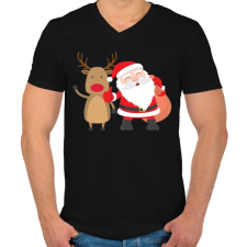 PRINTFASHION Karácsony - Férfi V-nyakú póló - Fekete férfi póló