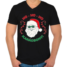 PRINTFASHION Karácsony - Ho Ho Ho - Férfi V-nyakú póló - Fekete
